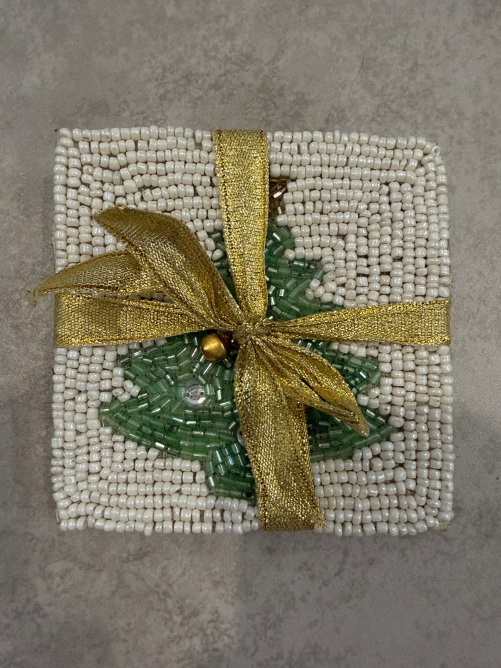 Beaded Holiday Christmas Tree Coasters (Set of 4)
